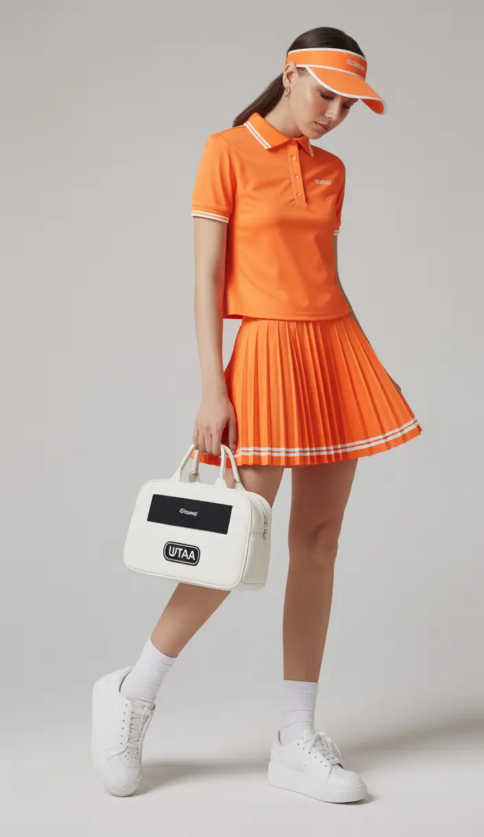 tennis skirt spring outfits Bold Orange Tennis Set That Feels Like Sunshine