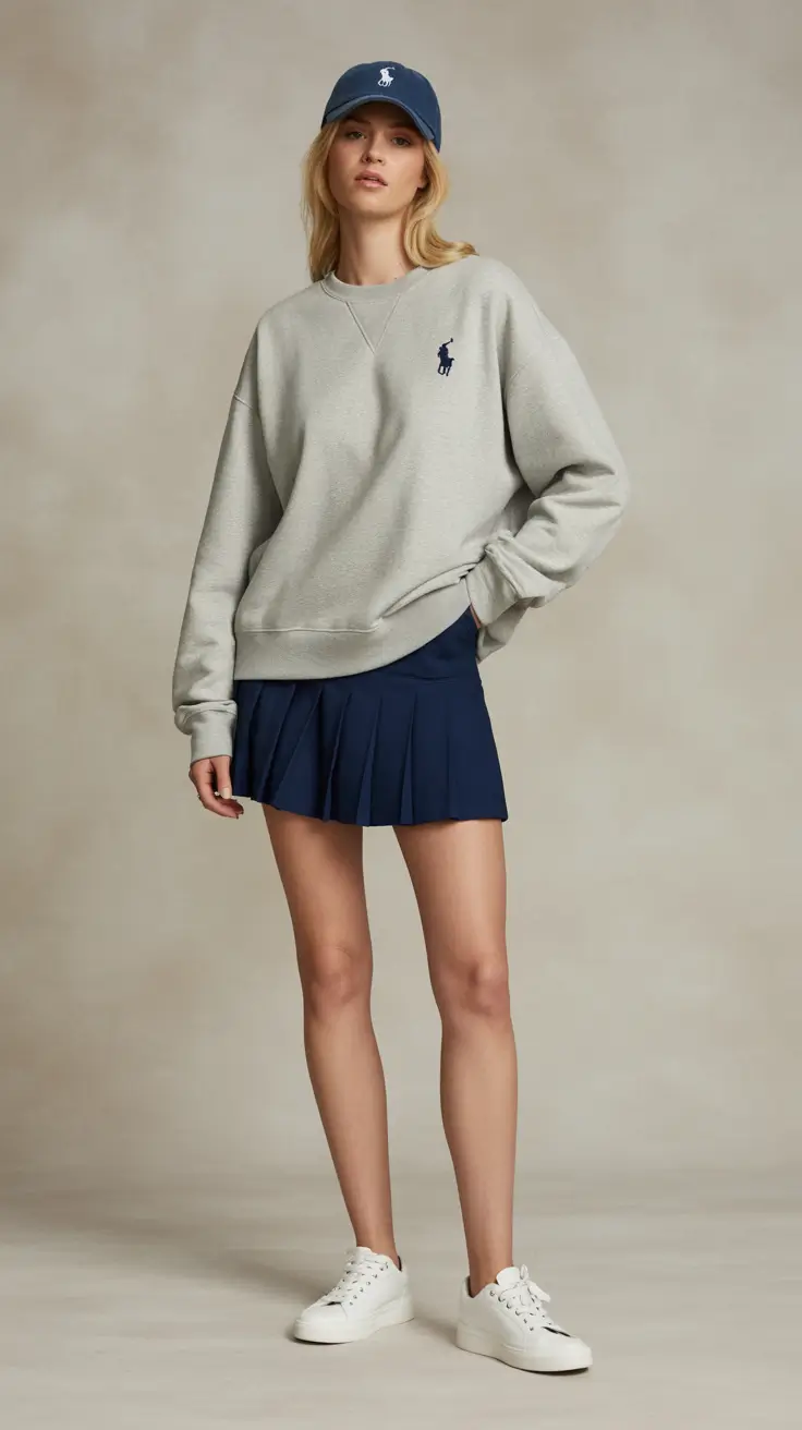 tennis skirt spring outfits Grey and Navy Ease for Everyday Spring Wear