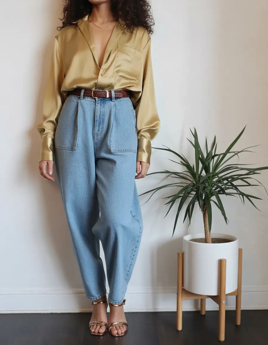Every Day Spring Outfits Silky Neutrals with Denim Ease