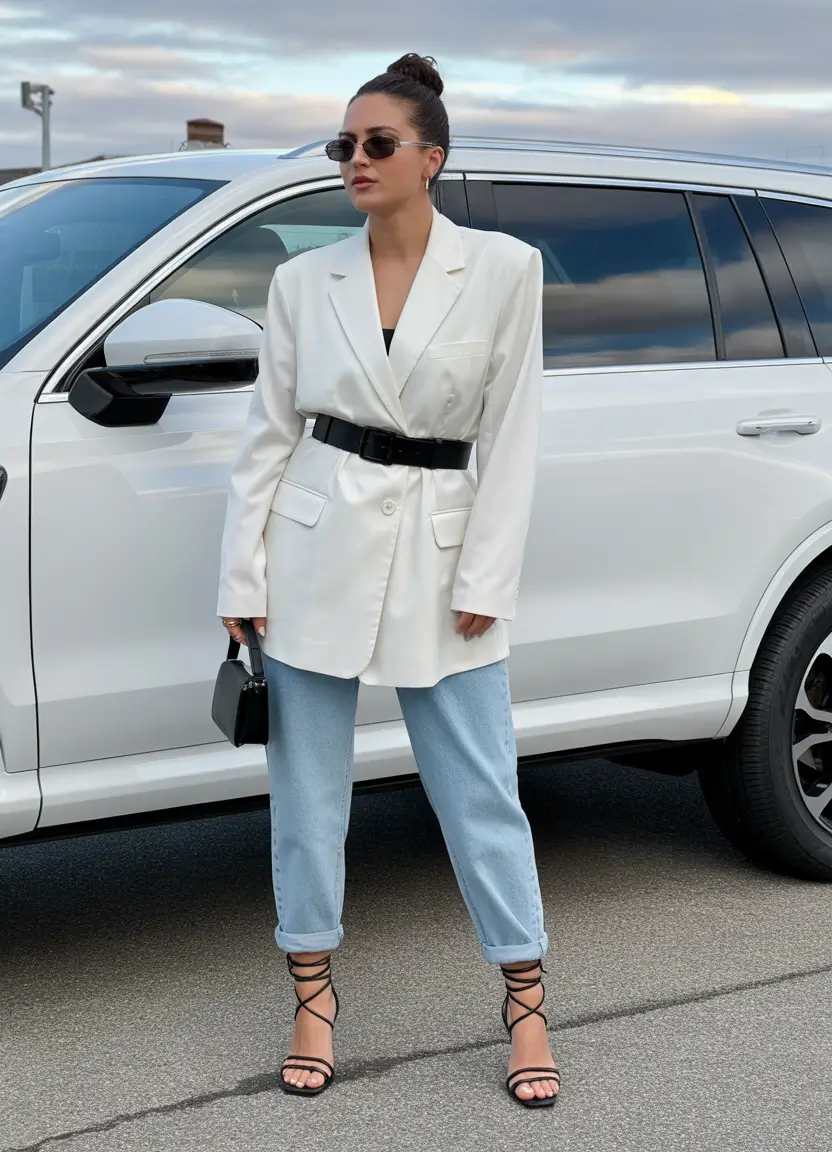 Every Day Spring Outfits Relaxed Denim with Sharp White Layers