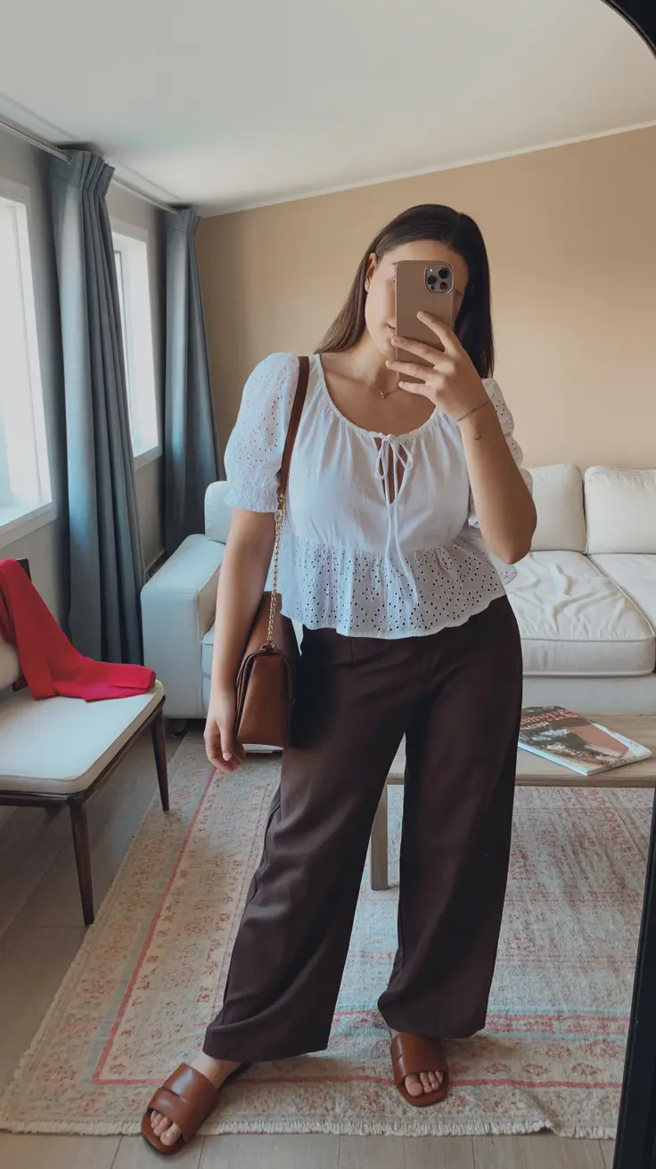 midsize spring outfits Romantic White Tops Meet Everyday Ease