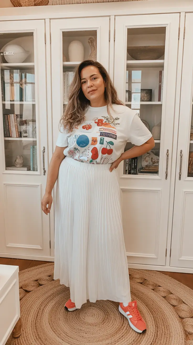 midsize spring outfits Graphic Tees and Feminine Balance