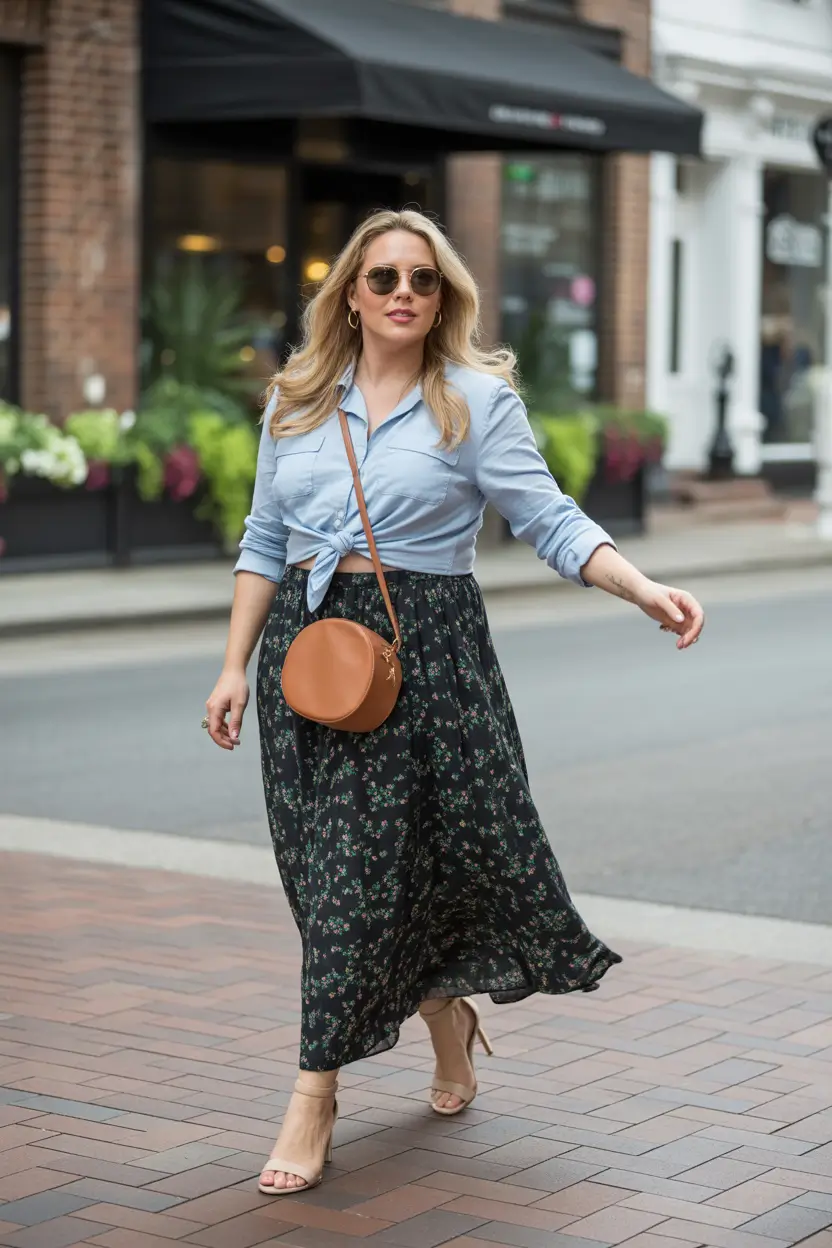 midsize spring outfits Street-Ready Florals with Everyday Confidence