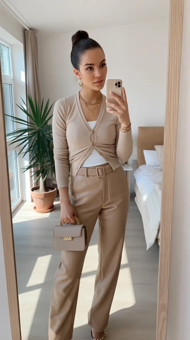 chic modest spring outfits 2026 Soft Monochrome Tailoring with Feminine Precision