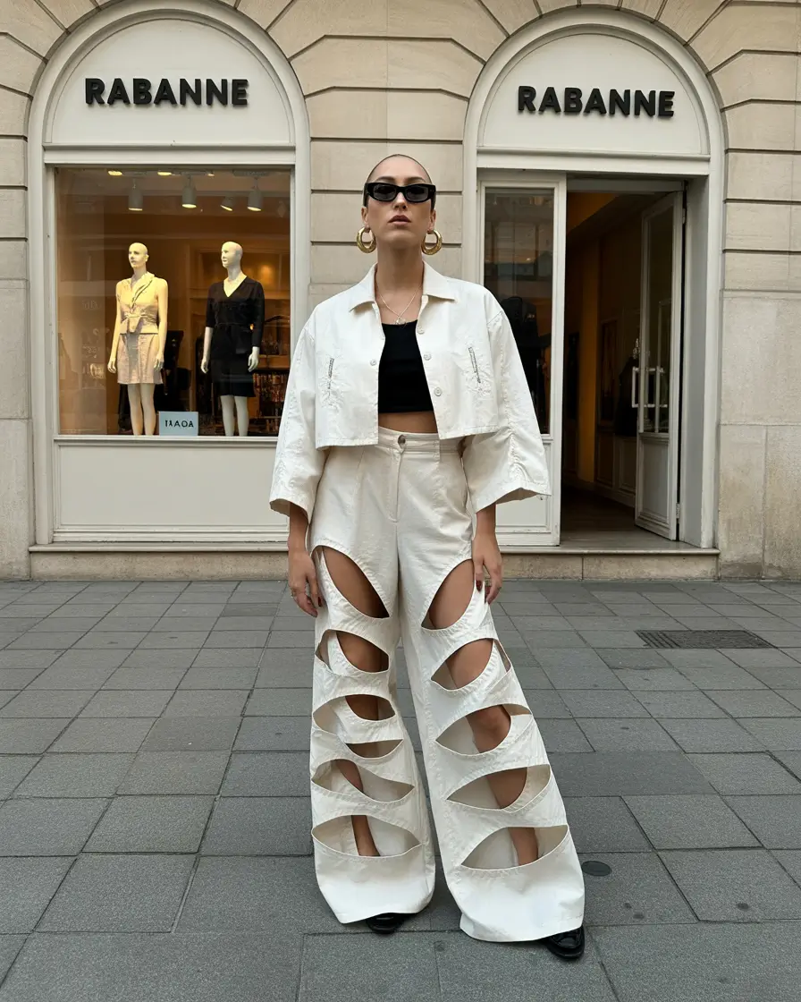 spring fashion outfits Artsy Cut-Out Pants for Fashion Risk-Takers