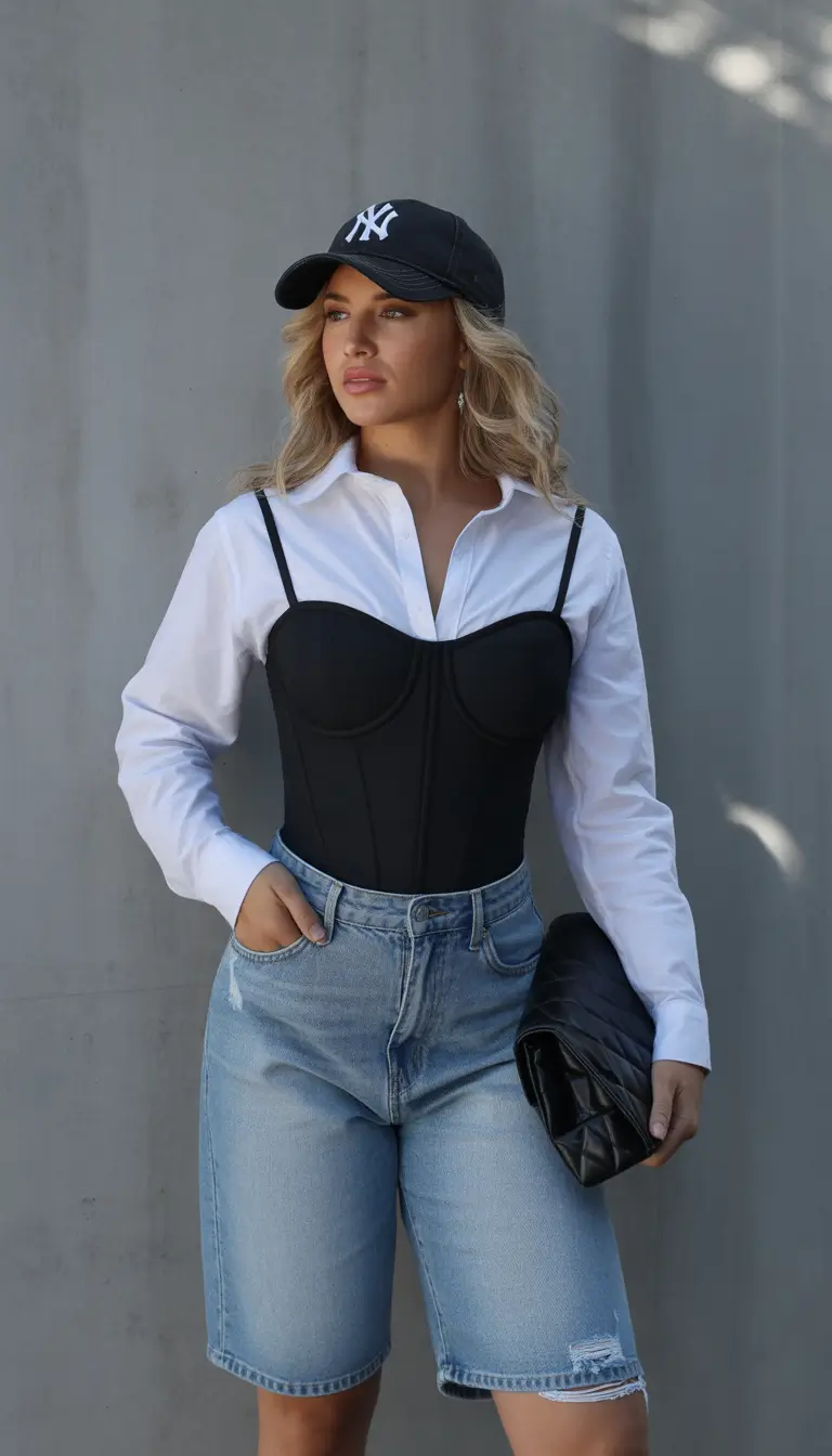 spring fashion outfits Casual Corset Layering Meets Modern Street Style