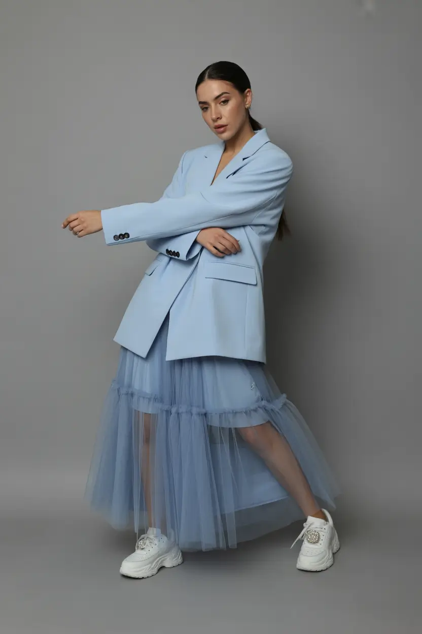 spring fashion outfits Powder Blue Tailoring with a Soft Rebellion