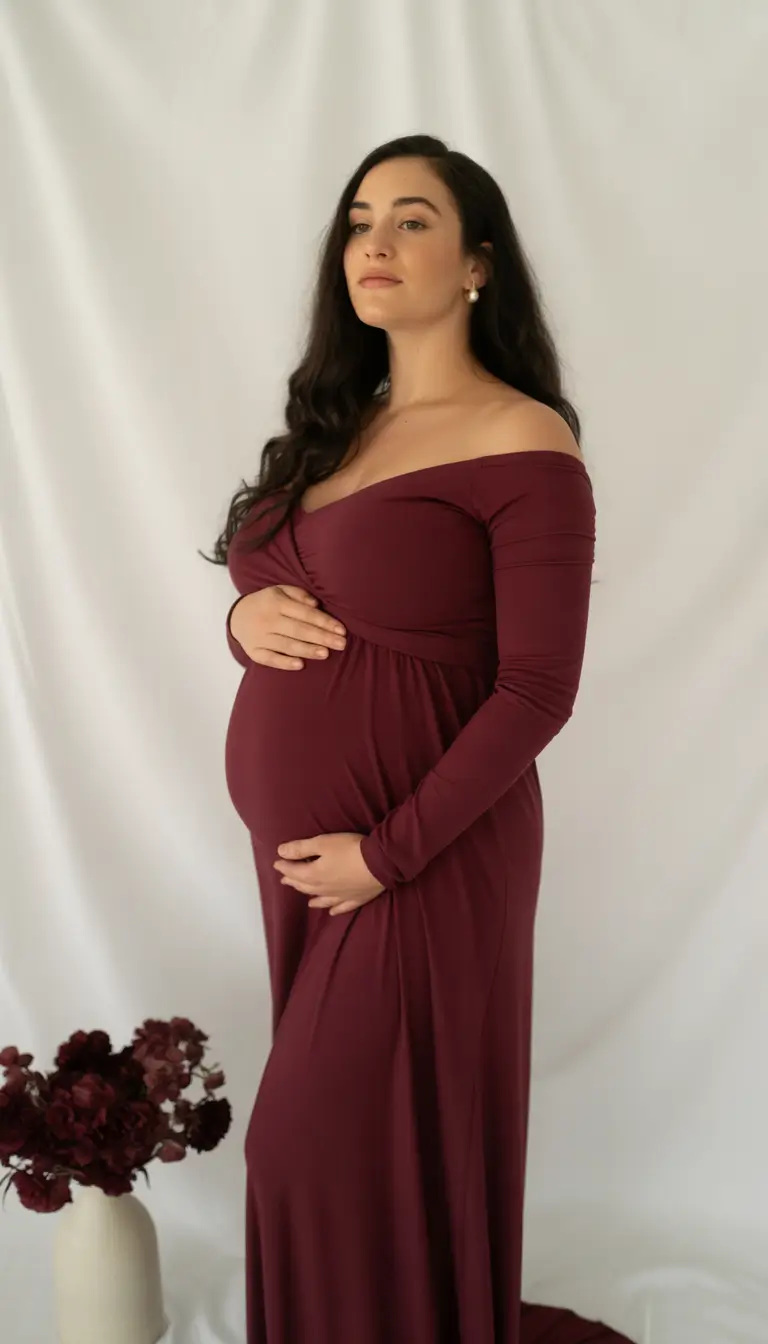 spring outfit for pregnant women Deep Burgundy Drama for Elegant Spring Evenings