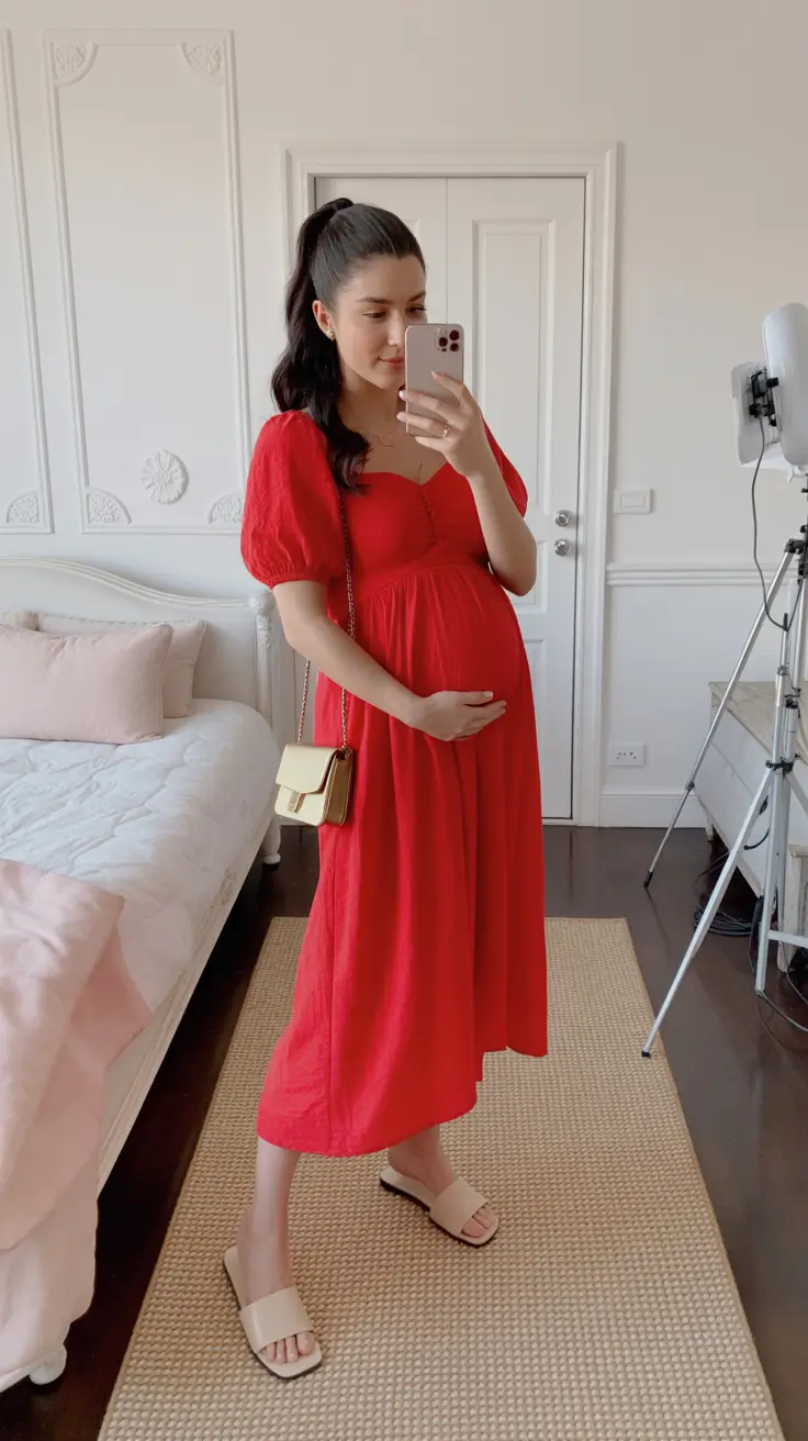 spring outfit for pregnant women Red Dresses for Bright Spring Joy