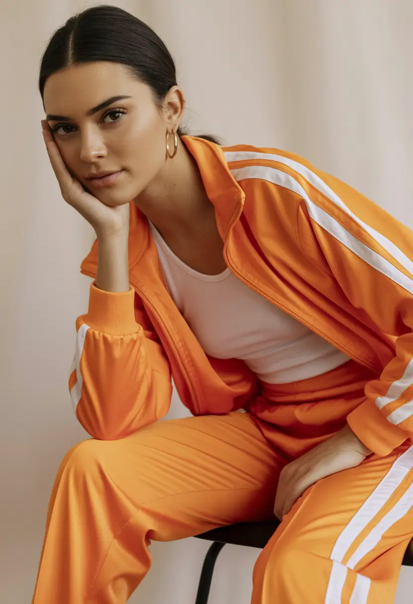 spring sport outfits for women Orange Sport Set With Retro Energy