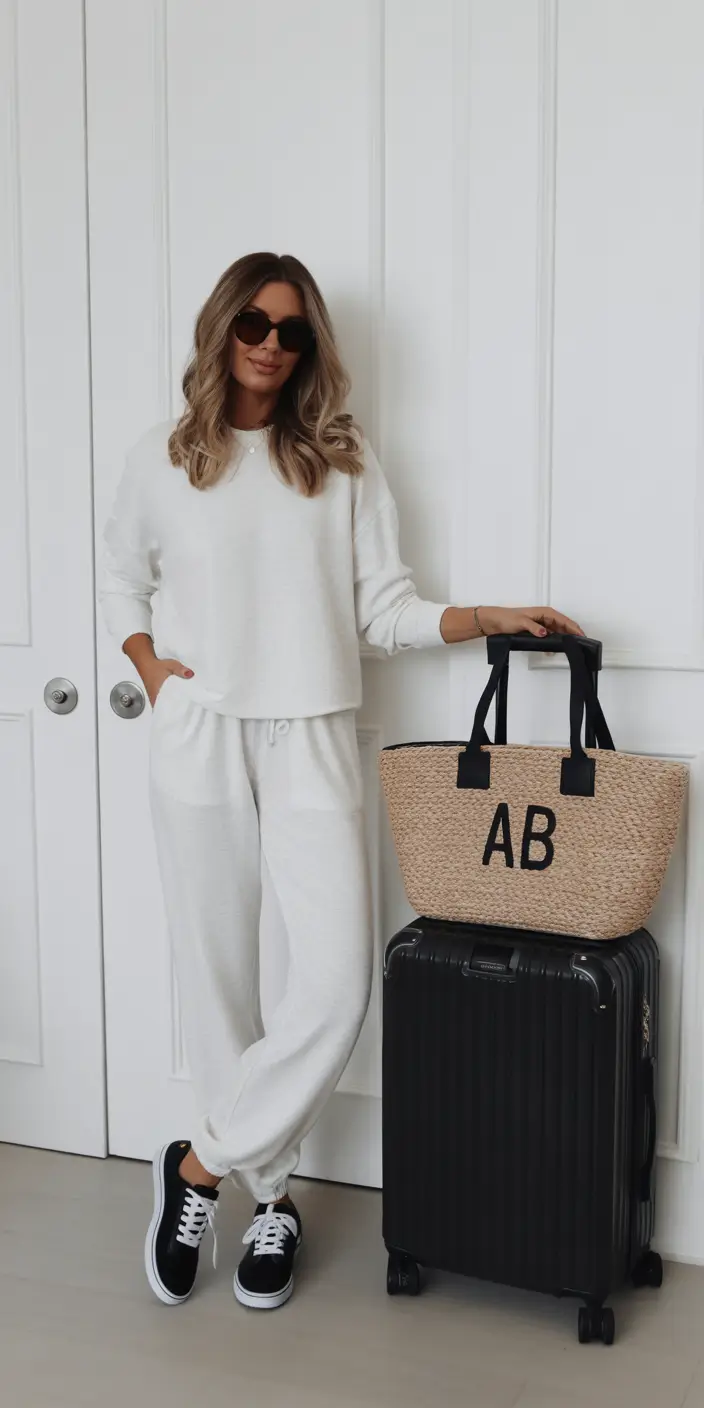 airport spring outfits Soft White Travel Sets That Feel Like a Reset