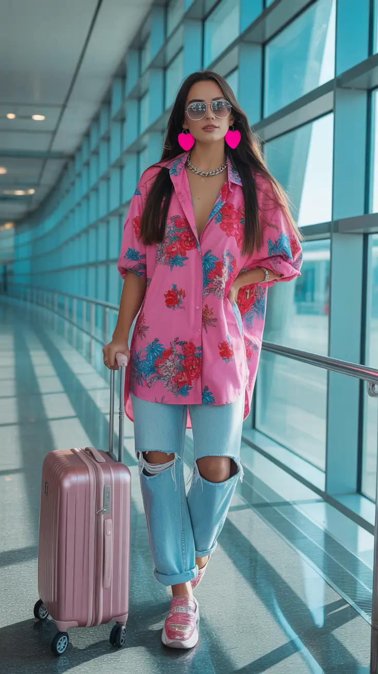 airport spring outfits Playful Color That Breaks the Neutral Routine