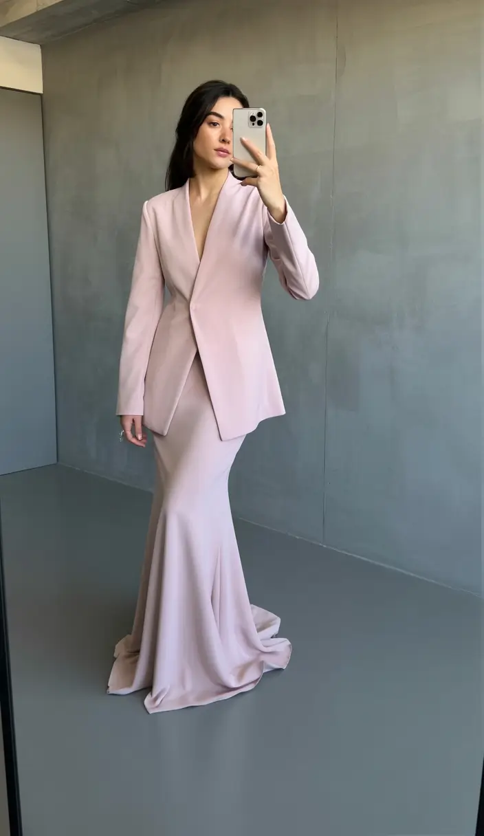 old money spring outfits Soft Blush Tailoring with a Fluid Maxi Silhouette