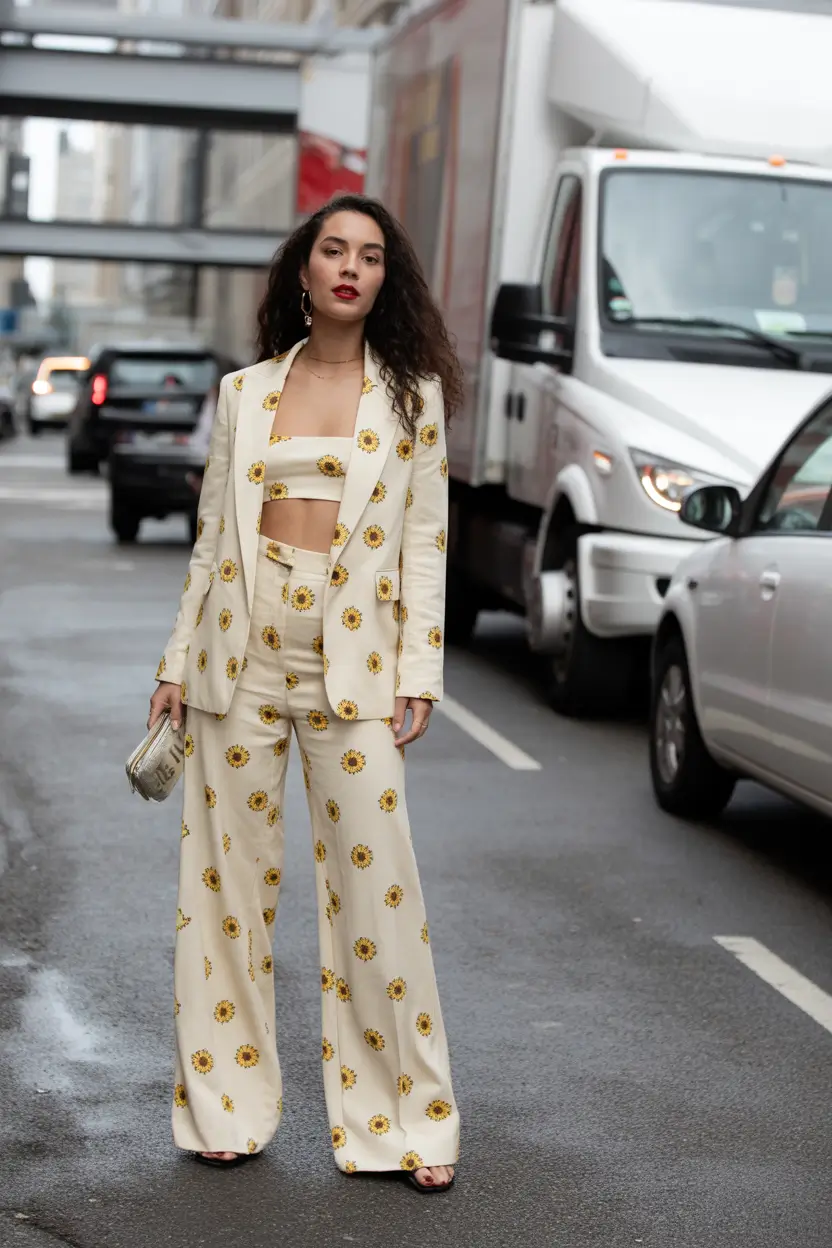 Spring blazer outfits Printed Suiting That Feels Like Spring Confidence