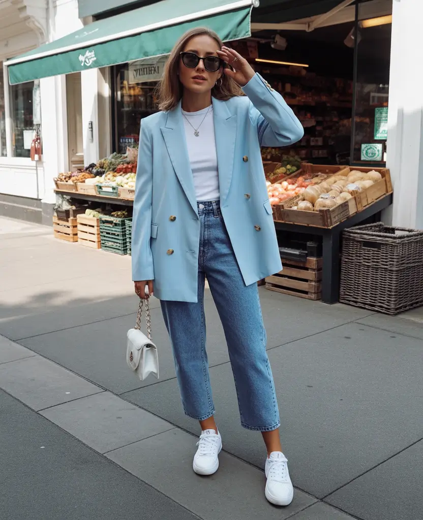 Spring Capsule Wardrobe Powder Blue Blazers for Casual City Confidence