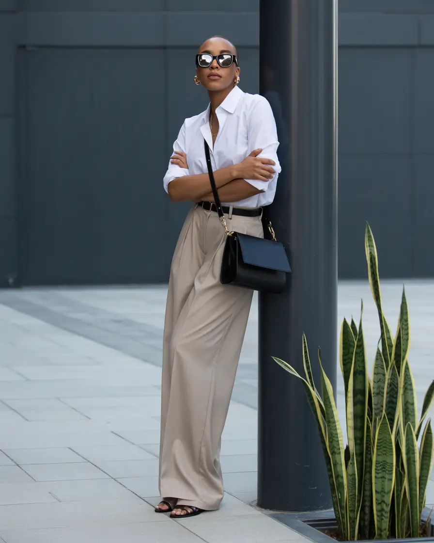 Spring Capsule Wardrobe White Shirts and Wide-Leg Trousers as a Capsule Signature