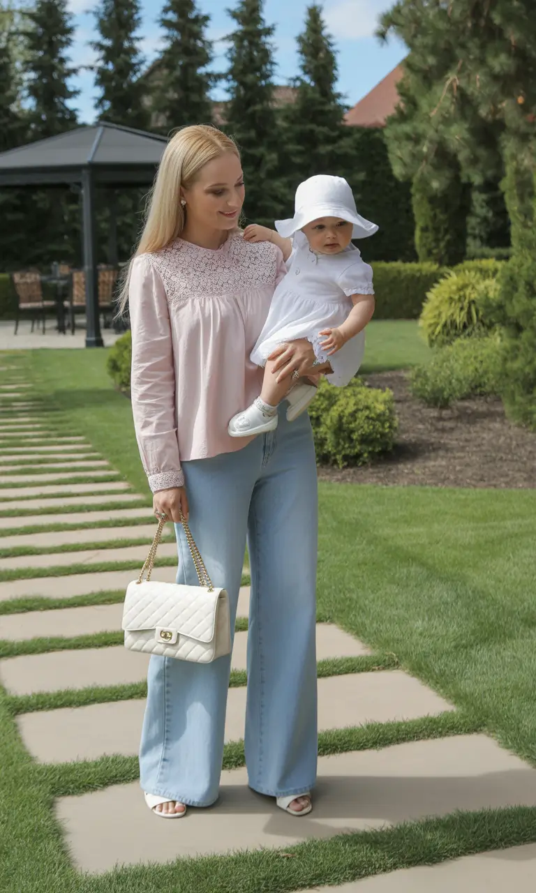 21 elegant spring mom outfits 2026 Romantic Blouses and Wide-Leg Denim for Soft Spring Afternoons