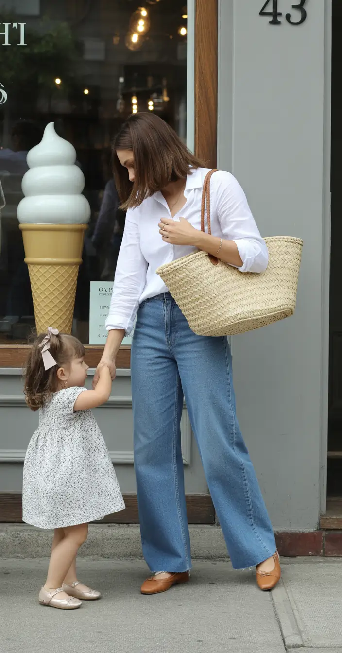 21 elegant spring mom outfits 2026 Classic Denim and Crisp White for Everyday Ease