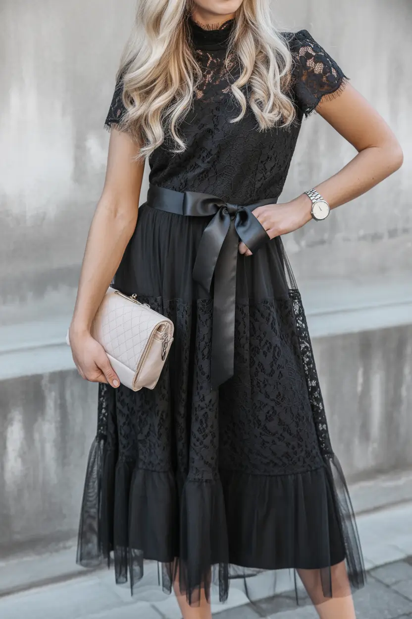 Spring Outfits for Women Over 40 Romantic Black Lace for Spring Evenings