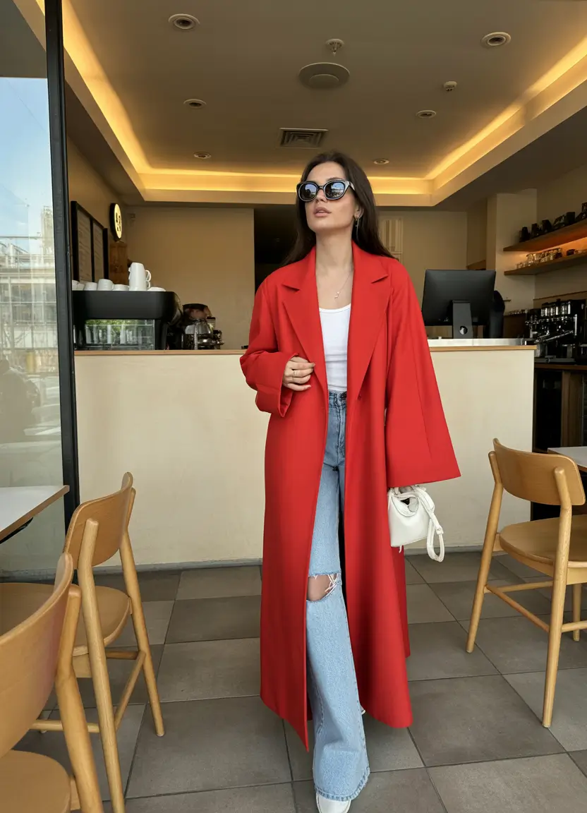 Spring Outfits for Women Over 40 Red Coat Statement for City Spring Glamour