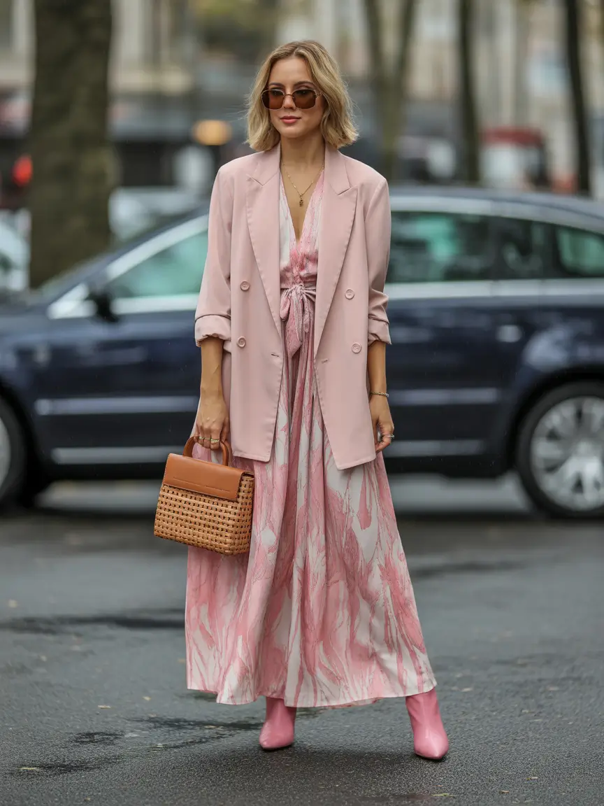 Spring Outfits for Women Over 40 Blush Layers and Flowing Dresses for Romantic Spring Days