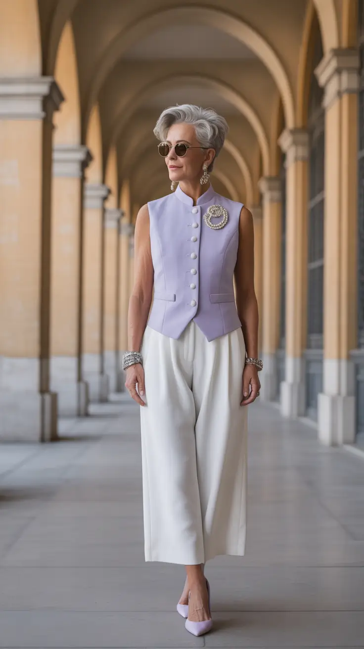 Spring Outfits for Women Over 50 Pastel Vest Styling for Elegant Late Spring Lightness