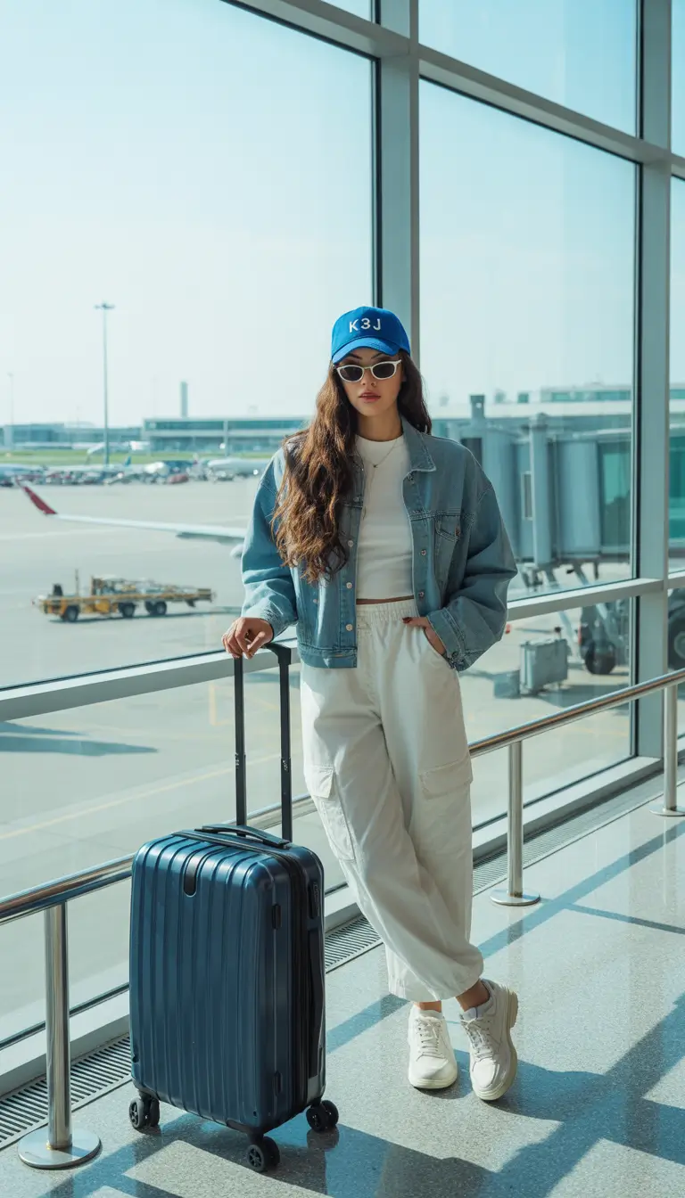 Spring travel outfits Denim Jackets and Cargo Pants for Fresh Spring Casual Travel Inspo