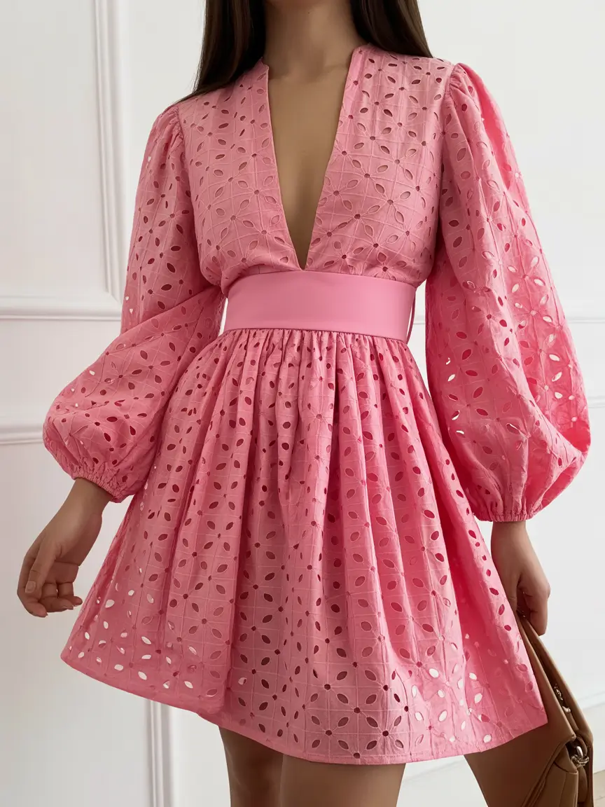 spring wedding outfit Eyelet Pink Minis for a Sweet Spring Wedding Mood