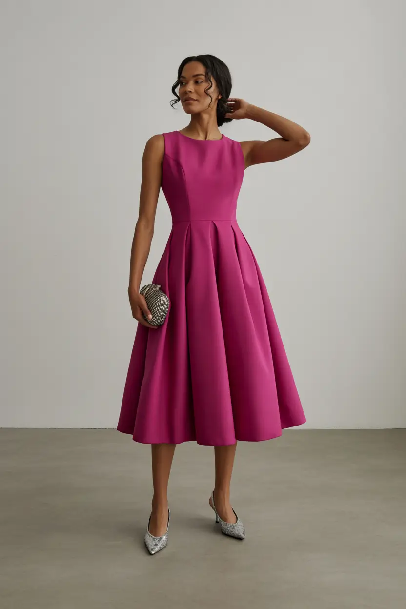 spring wedding outfit Magenta Midi Dresses That Feel Like Pure Confidence