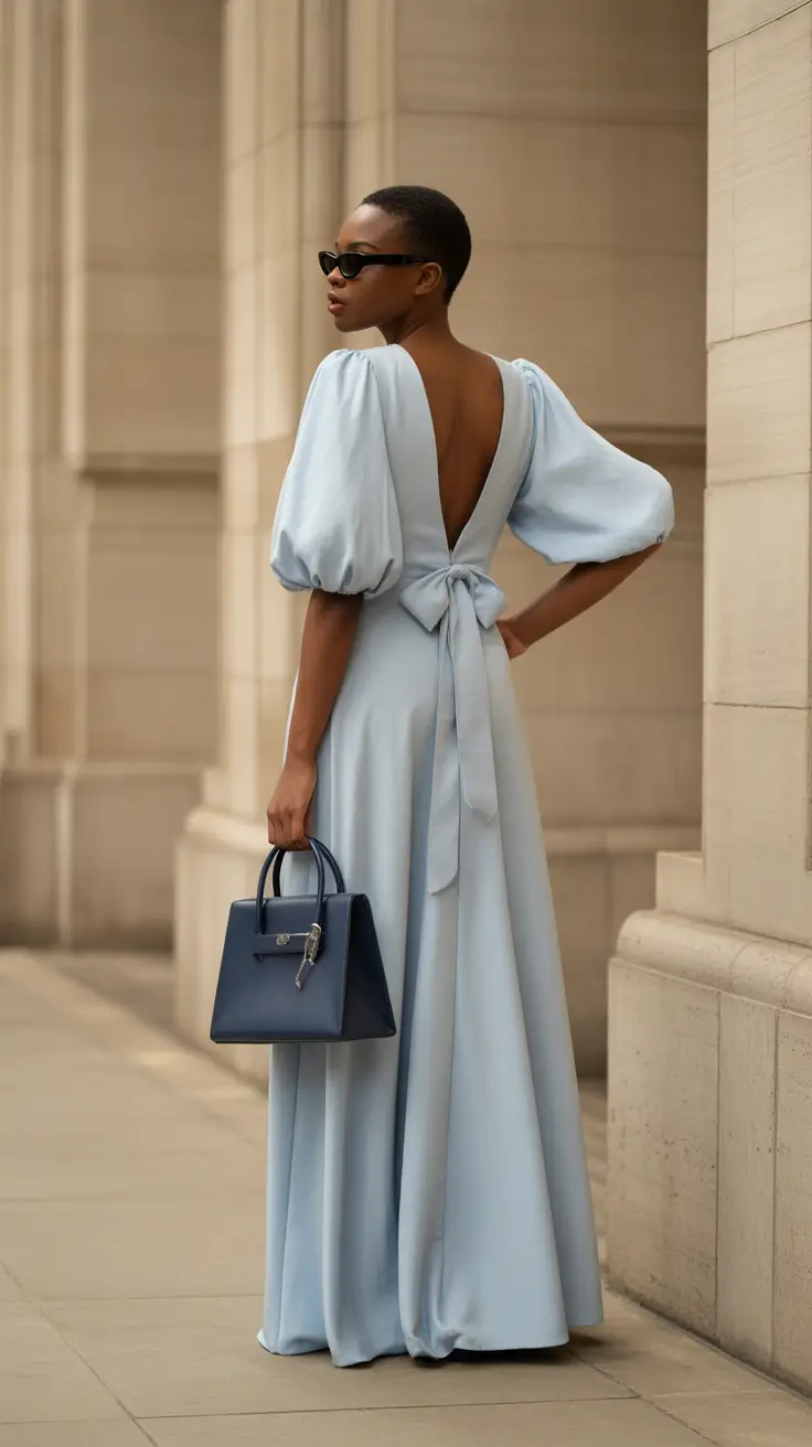 spring wedding outfit Powder Blue Back-Bow Gowns for Timeless Romance