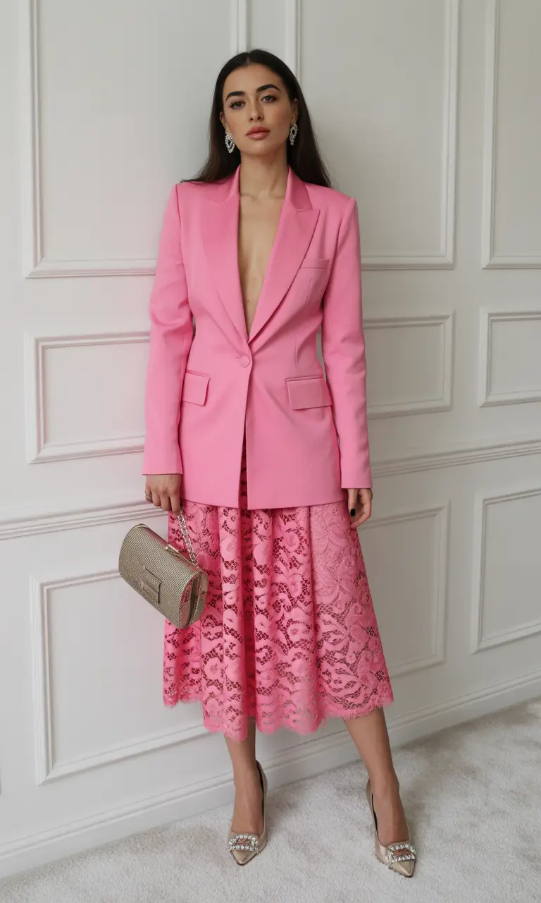 spring wedding outfit Pink Blazer Pairings for a Modern Feminine Statement