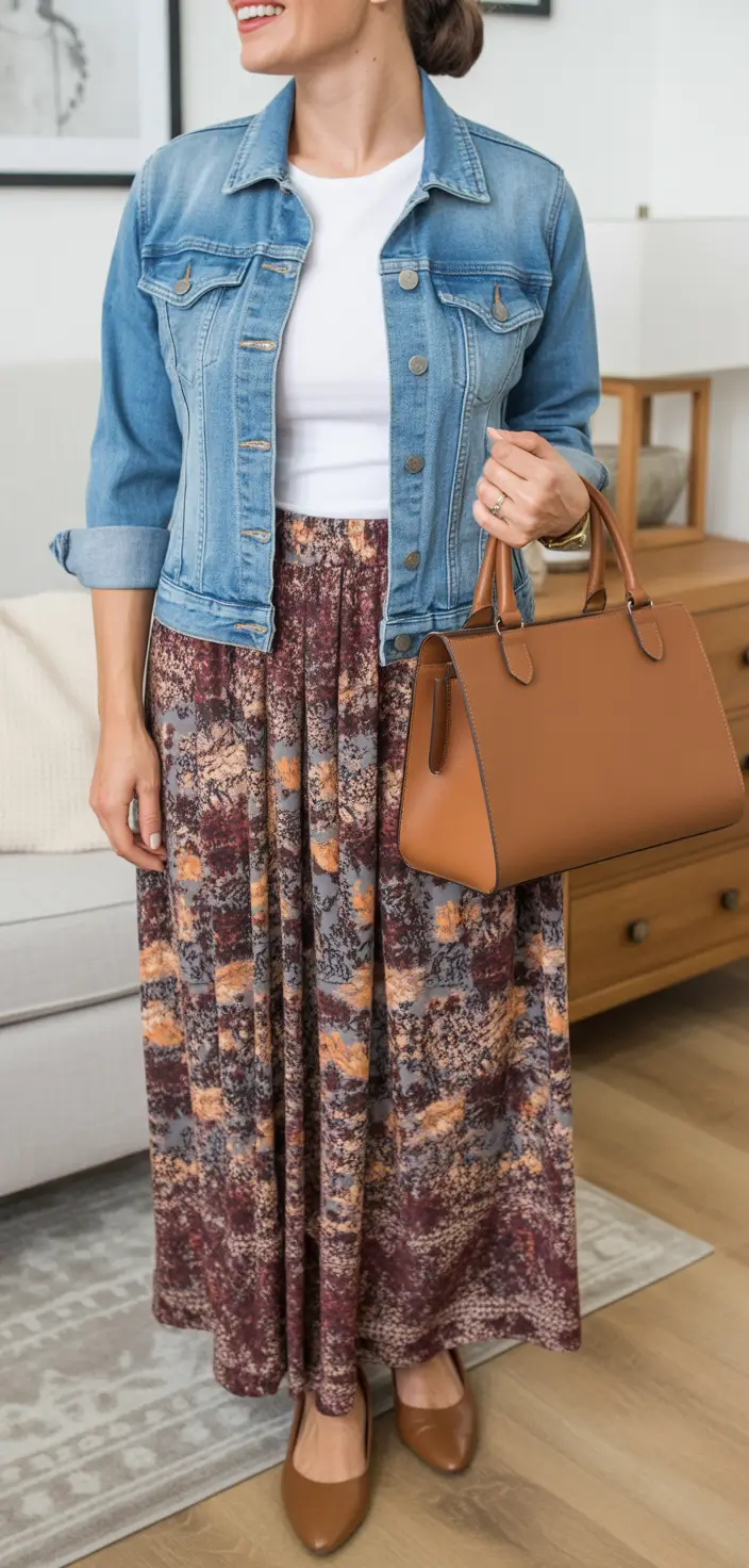 spring skirt outfits Everyday Floral Ease with a Polished Twist