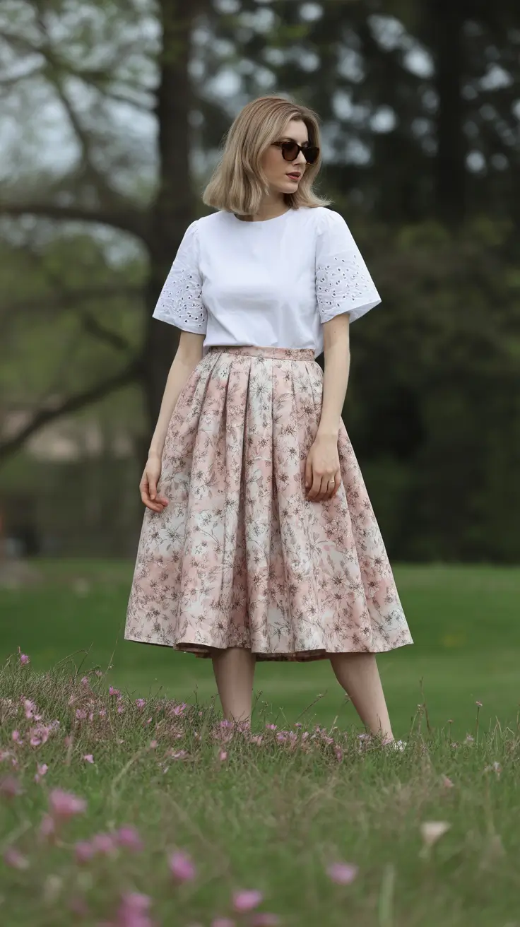 spring skirt outfits Romantic Mid-Length Skirts for Quiet Spring Days