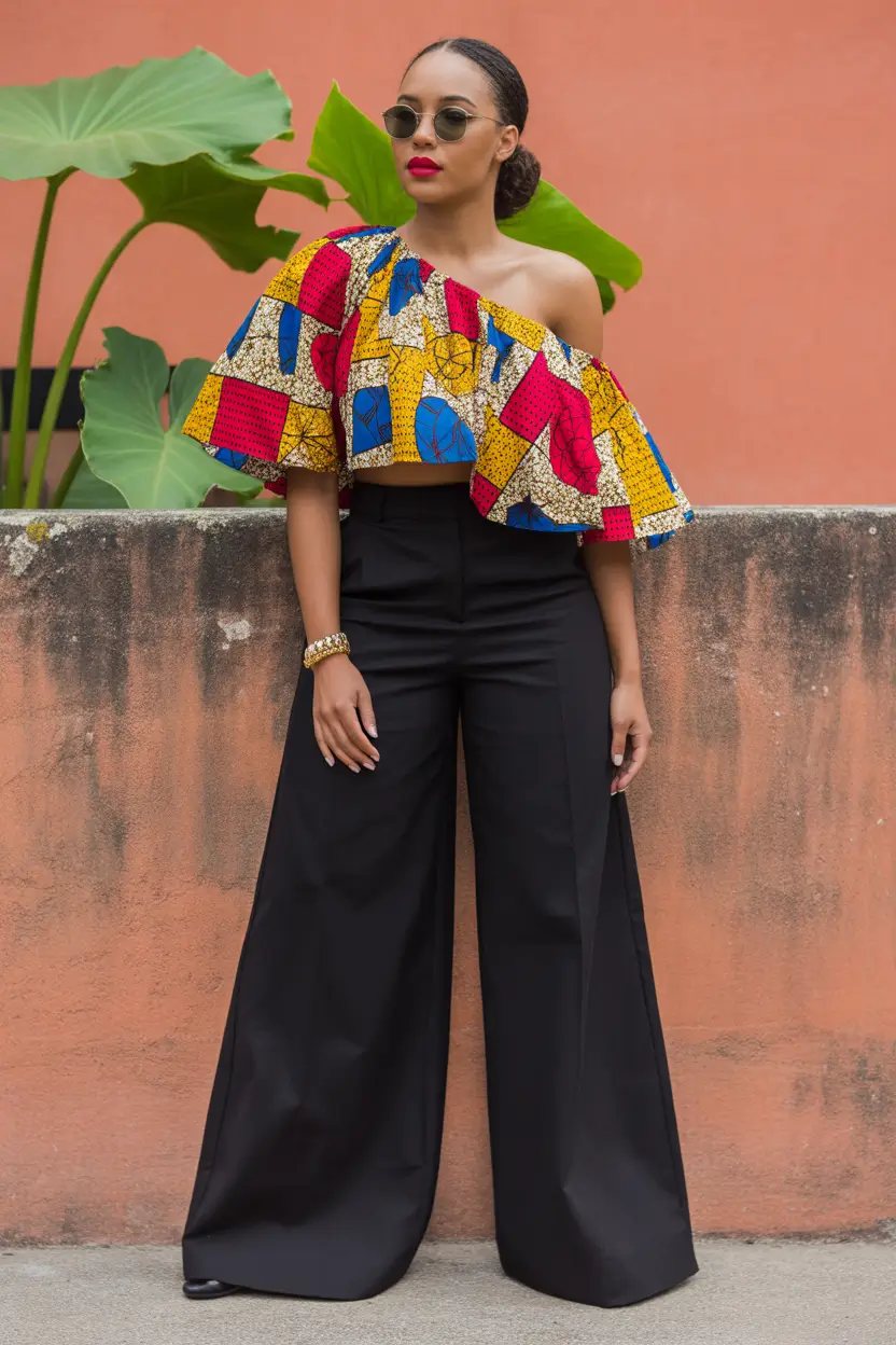 spring birthday outfit Graphic Print Confidence With Tailored Black Pants