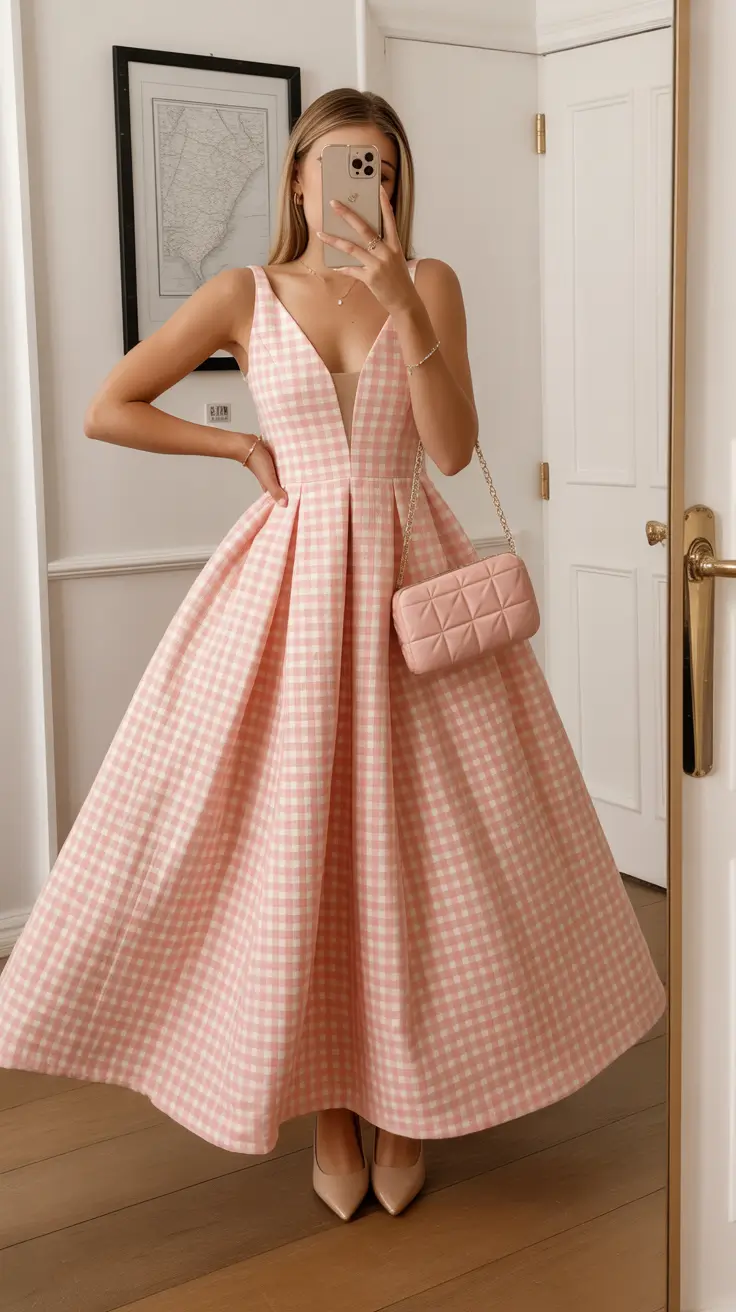 spring birthday outfit Pink Gingham Charm for a Classic Spring Birthday