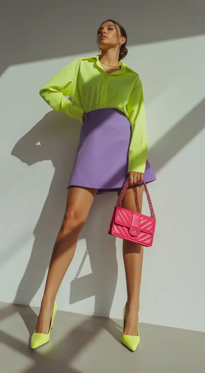 spring birthday outfit Sharp Lime and Lilac for a Night-Out Mood