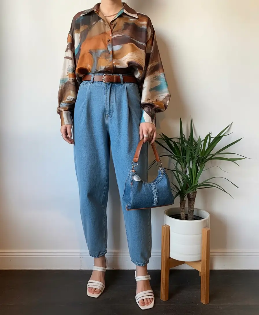 spring jeans outfit Soft Prints Relaxed Denim Harmony