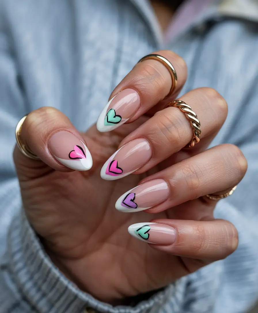 cute spring nails Heart-Tip French in Pastels - The Cutest Pop-Art Spring Set