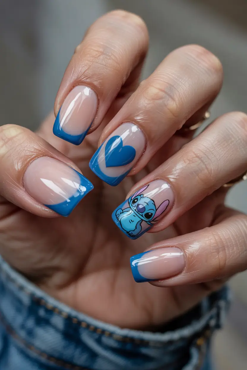 cute spring nails Blue French With a Playful Pop - The Cool-Girl Cartoon Moment