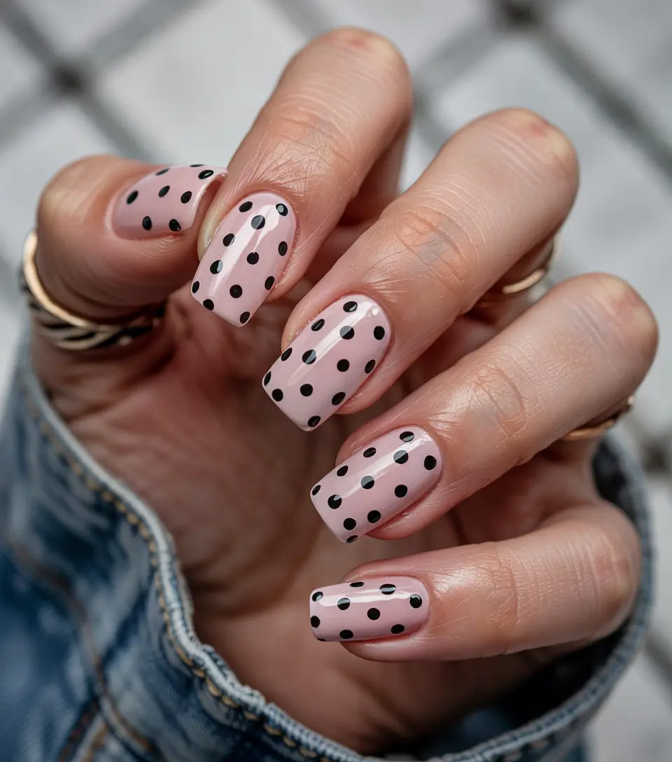 cute spring nails Pink Polka Dot Nails - The Sweet Retro Spring Classic
