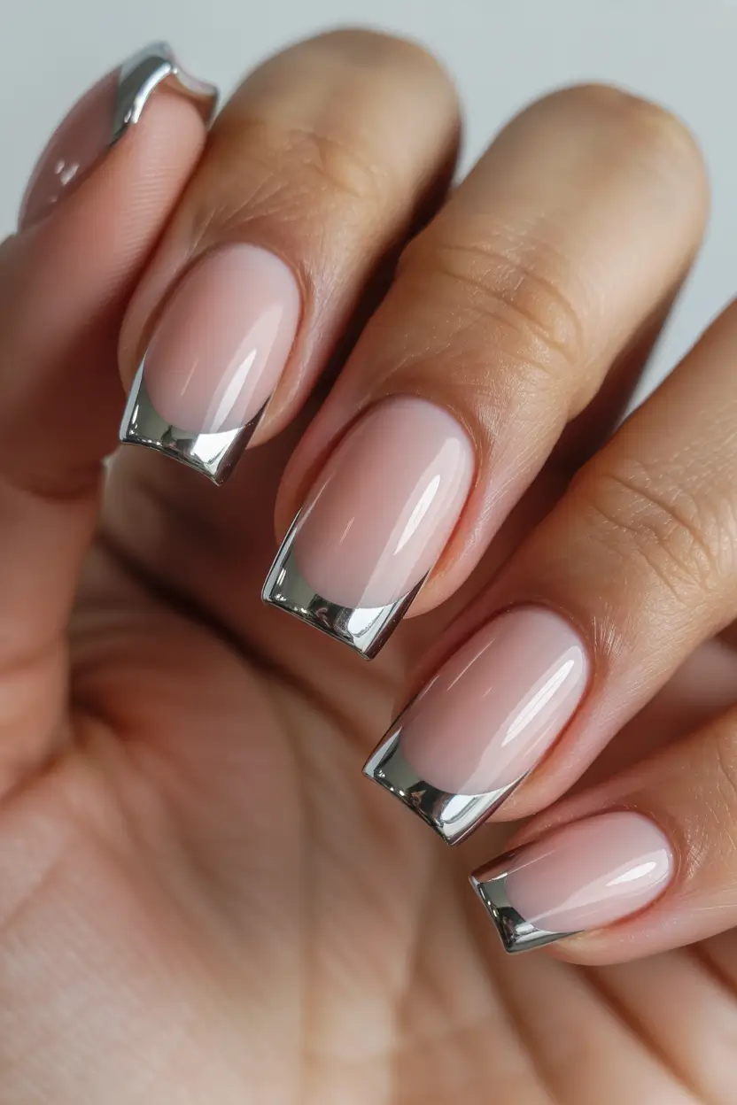 cute spring nails Chrome French Tips - Minimal, But Make It Futuristic