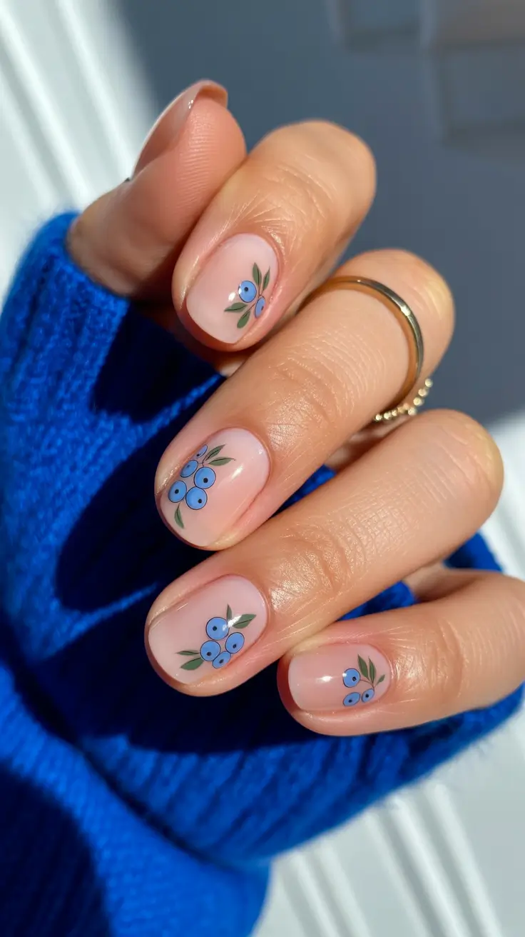 cute spring nails Blueberry Mini Art - The Sweetest Short Spring Accent