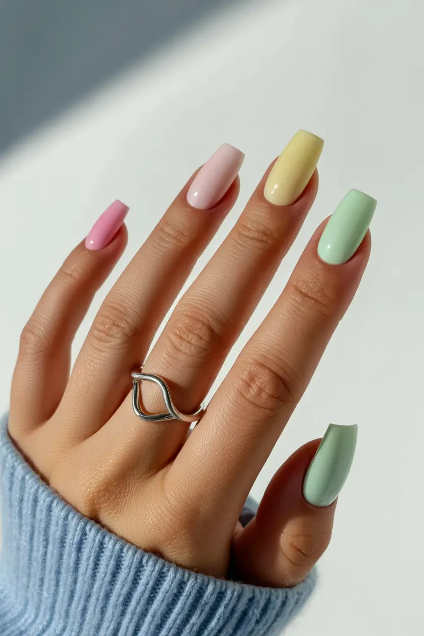 cute spring nails Pastel Skittle Nails - The Easiest Mood Boost in a Bottle