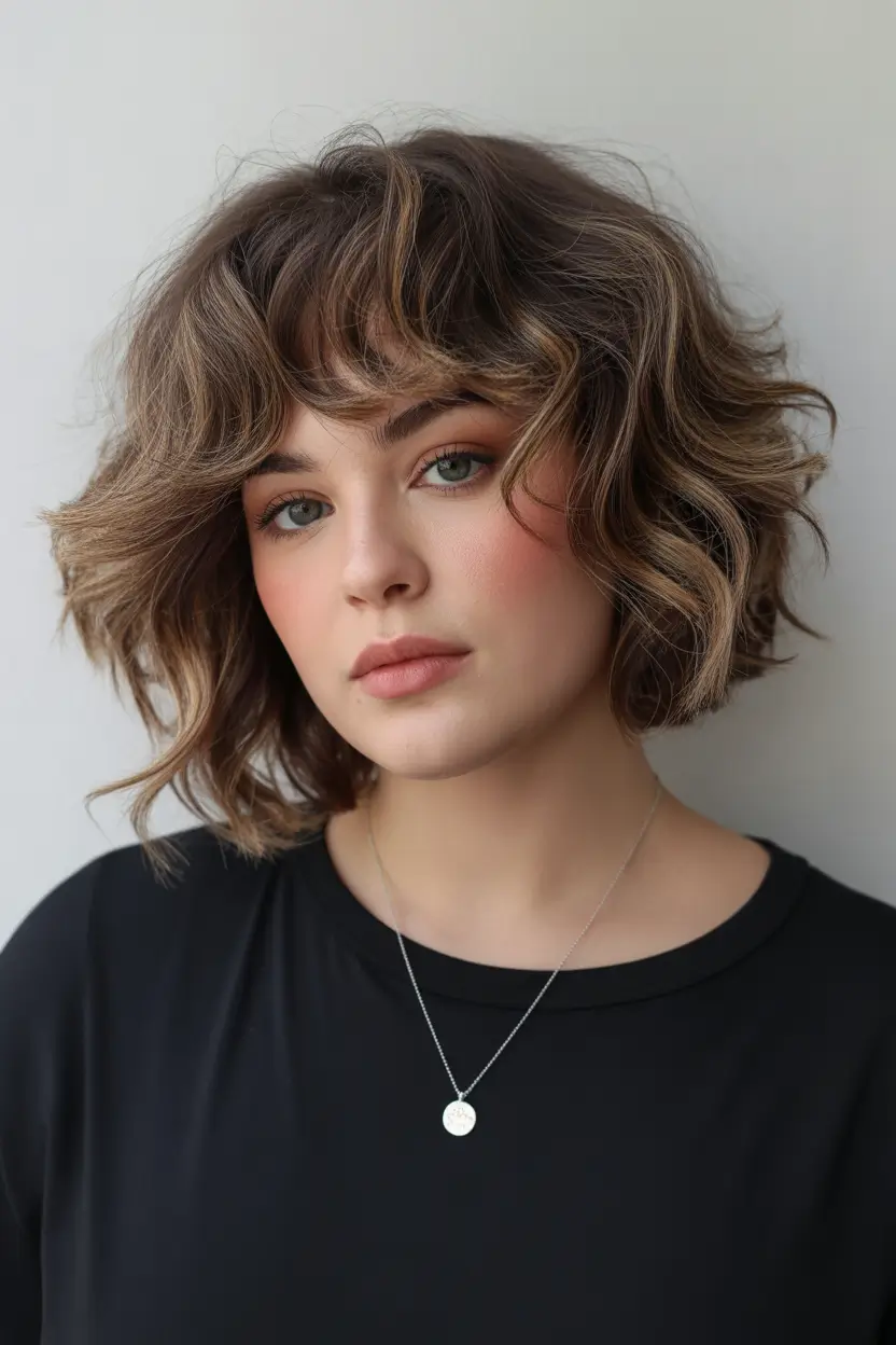 Spring Haircuts for Chubby Faces Shaggy Layered Spring Bob With Airy Texture