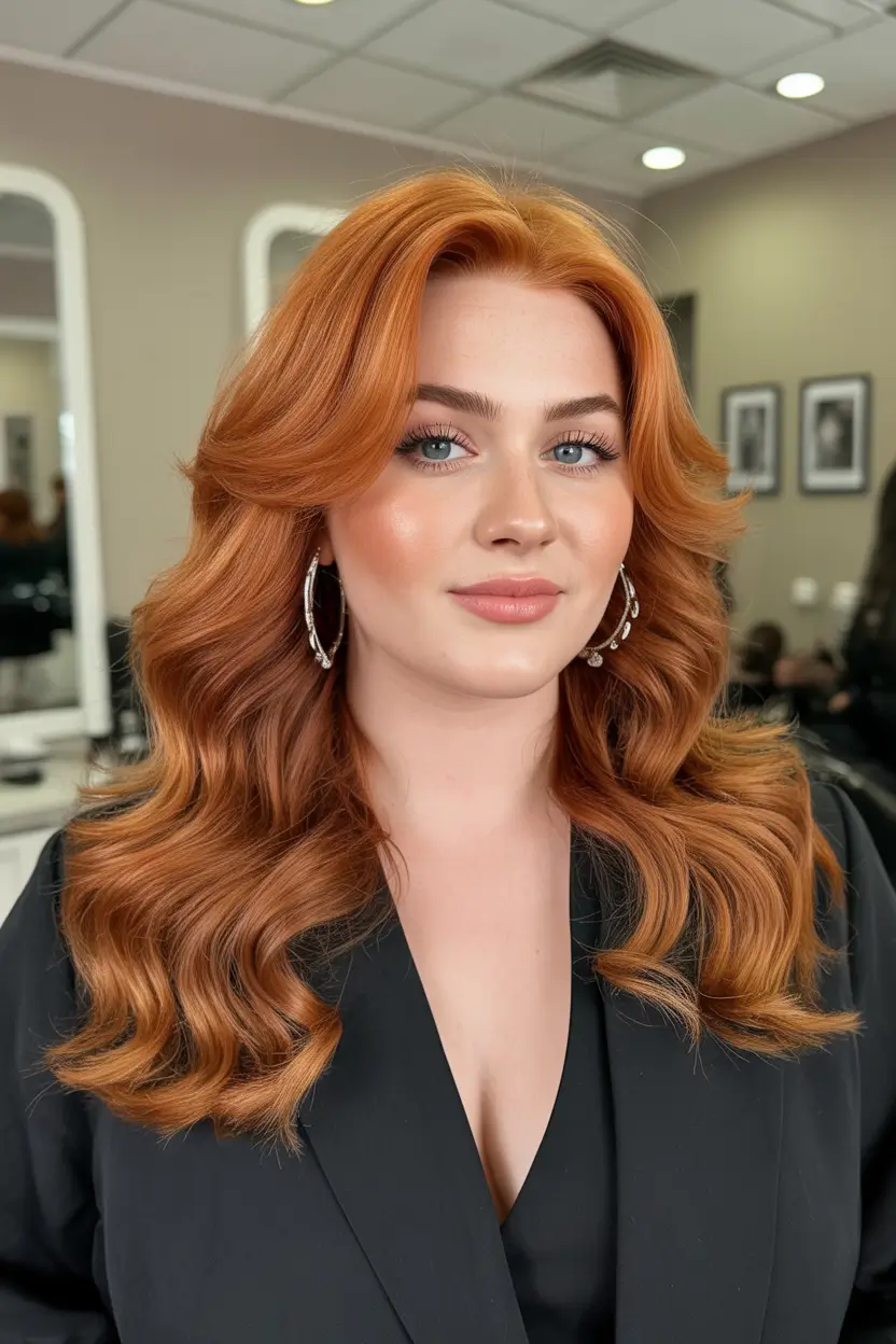 Spring Haircuts for Chubby Faces Voluminous Glam Waves With Modern Face Framing