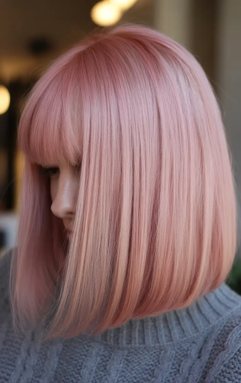 spring hair color trends Soft Rose Glass Bob for a Fresh Spring Reset