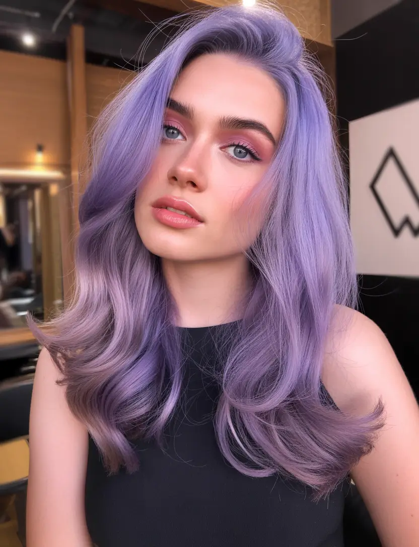 spring hair color trends Lavender Luxe Layers for Soft Yet Statement Spring Hair