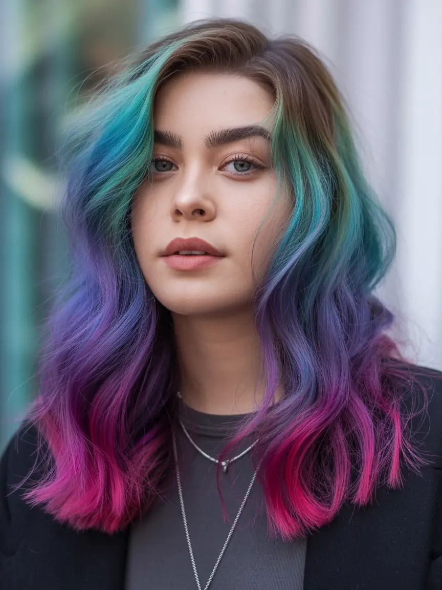spring hair color trends Ocean Jewel Gradient for Creative Color Lovers
