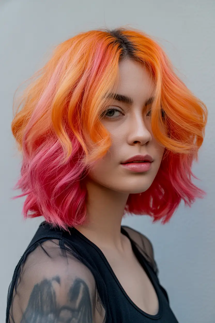 spring hair color trends Neon Sunset Bob for Bold City Spring Style
