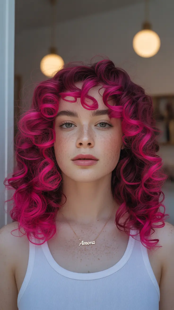 spring hair color trends Electric Fuchsia Curls for Fearless Spring Energy